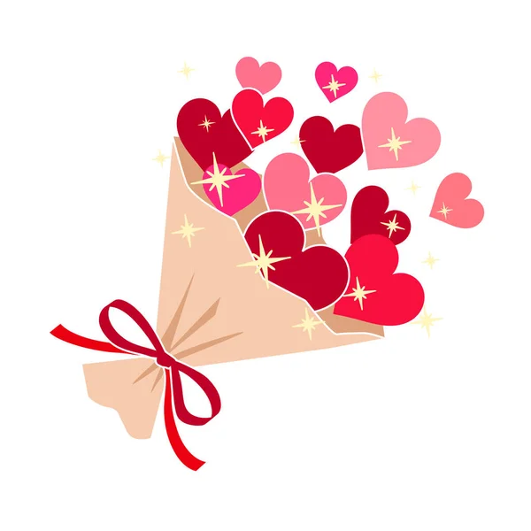 День Святого Валентина Подарок Сердце Лук Лента Сердца Векторный Фон — стоковое фото