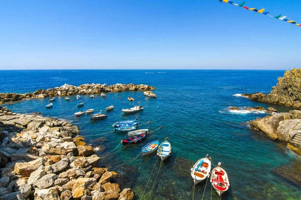 Fischerboote Mittelmeer Hafen Von Cinque Terre Italien — Stockfoto