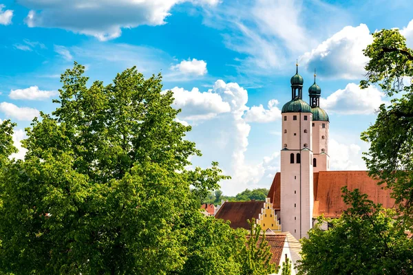 Blick Auf Die Kirchentürme Wemding Deutschland — Stockfoto