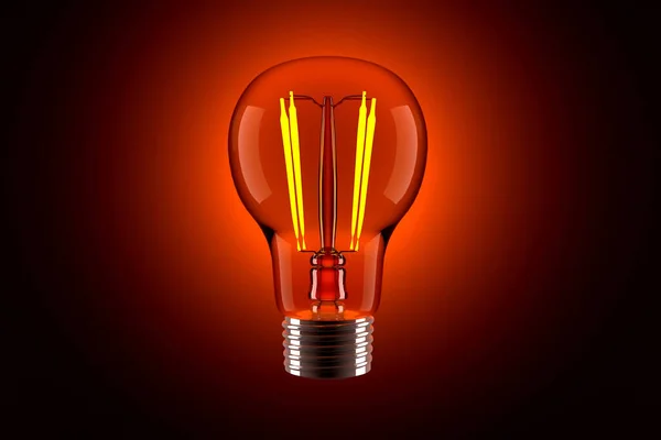 Żarówka Czerwoną Żółtą Lampą Led Czarnym Tle — Zdjęcie stockowe