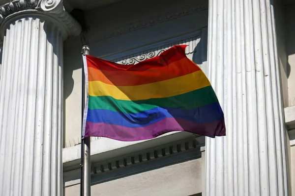 Vlag Van Gay Trots Het Symbool Van Lgbt Stad Van — Stockfoto