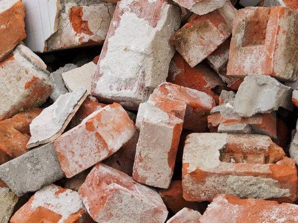 具有建设性的Broken Red Clay Bricks Color Photograph Broken Red Clay Bricks — 图库照片