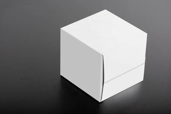 Cubical Tissue Box Zwarte Achtergrond Bewerkbare Mock Series Klaar Voor — Stockfoto