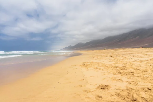 Wide Empty Cofete Beach Jandia Peninsula Fuerteventura Canary Islands Spain — Stock Photo, Image