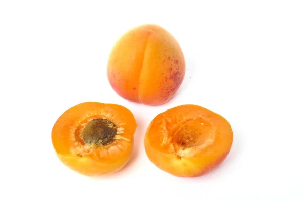 Fresh Ripe Apricots White Background — Stock Photo, Image