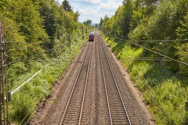 Két Párhuzamos Vasúti Pálya Egy Napsütéses Napon — Stock Fotó