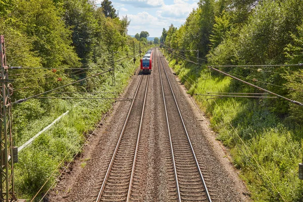 Dos Vías Ferroviarias Paralelas Día Soleado — Foto de Stock