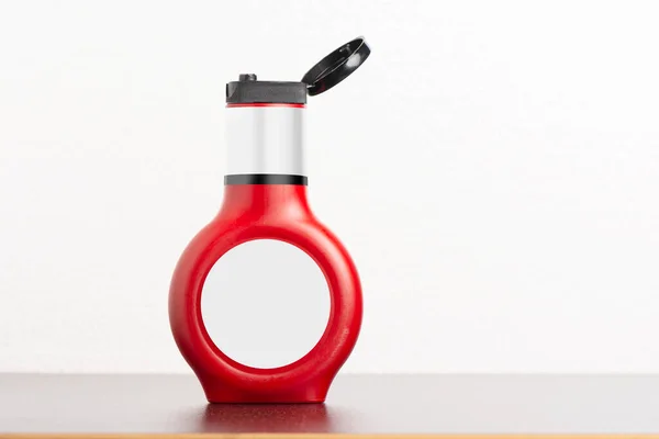 Tomato Sauce Bottle Cap Black Table Editable Mock Series Template — Stock Photo, Image