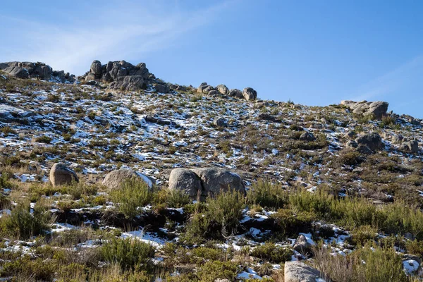 Winter Landscape Snow Mountains Serra Xures Natural Park Galicia Spain — Stock Photo, Image