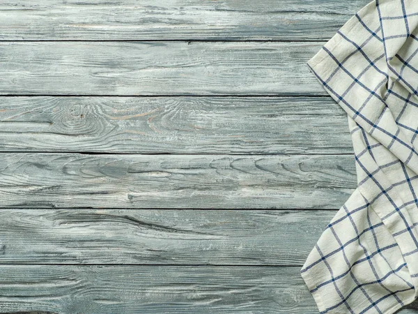 Mesa Madera Gris Con Toalla Cocina Lino Servilleta Textil Tendido — Foto de Stock