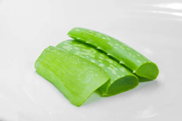 Aloe Vera Slices White Background — Stock Photo, Image