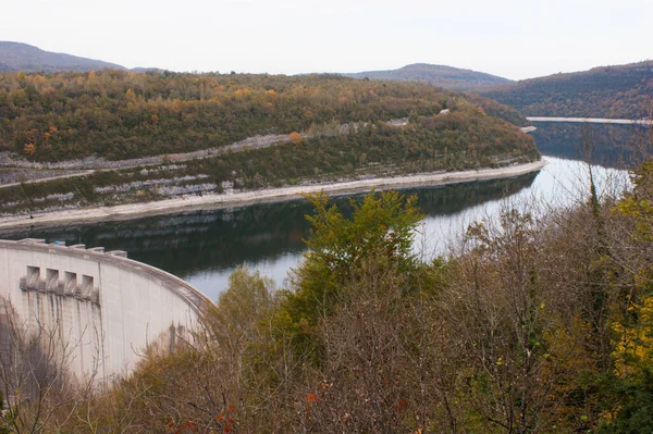 Vista Aerea Del Fiume Nella Foresta Autunnale — Foto Stock