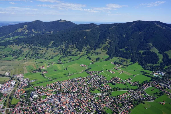 Légi Kilátás Oberammergau Magas Hegyekben Bajor Alpok — Stock Fotó