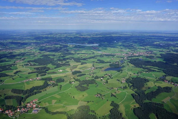 Letecký Pohled Krajinu Unterammergau Horním Bavorsku Jezeru Starnberg Obzoru — Stock fotografie