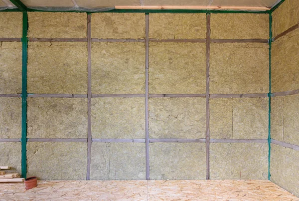 Wall Frame House Insulated Mineral Wool — Stock Photo, Image