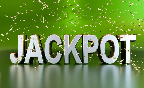 Ordet Jackpot Grön Bakgrund Med Gyllene Glitter Lotteri Eller Vinnare — Stockfoto