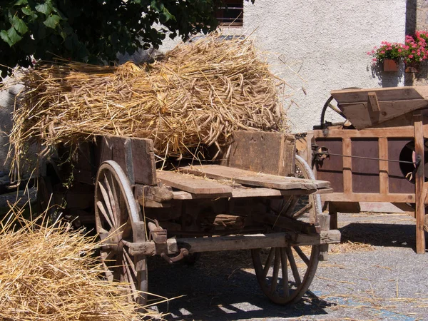 Vieille Charrette Bois Dans Village — Photo