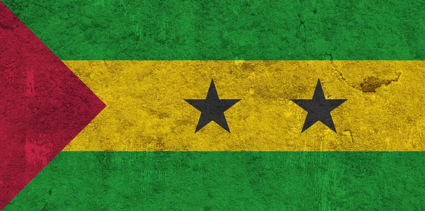 Flagge Von Sao Tome Und Principe Auf Verwittertem Beton — Stockfoto