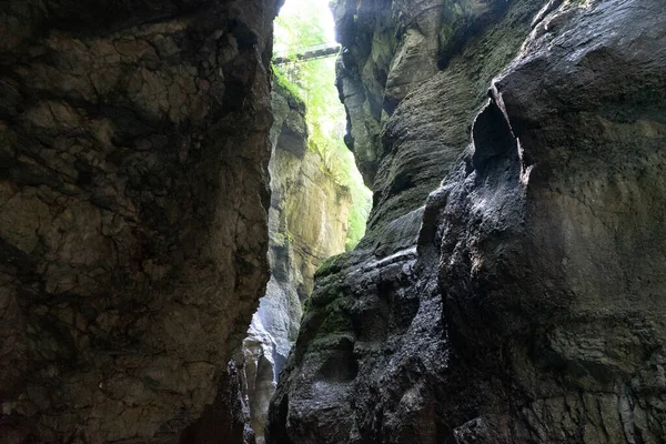 Randonnée Pédestre Dans Les Gorges Partnach Près Garmisch Bavière Allemagne — Photo