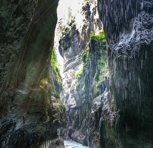 Escursioni Attraverso Gola Partnach Vicino Garmisch Baviera Germania — Foto Stock