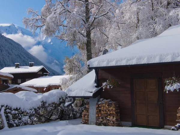 Bela Paisagem Inverno Com Árvores Cobertas Neve — Fotografia de Stock