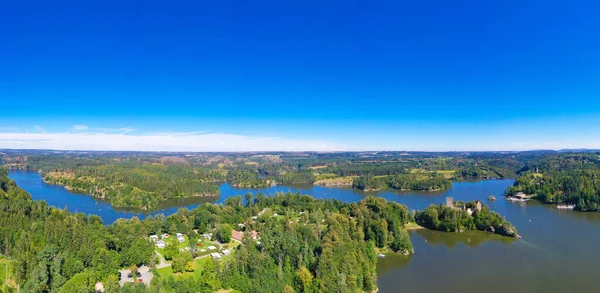 Lac Ottenstein Vue Panoramique Haut Sur Réservoir Vieille Ruine Lichtenfels — Photo