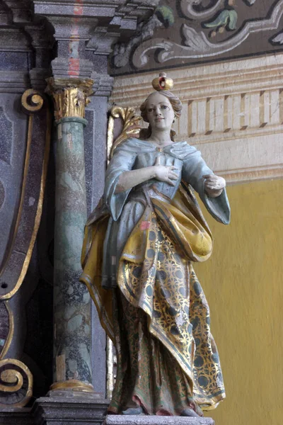 Estátua Virgem Maria Santa Igreja Trindade Cidade Chalés República Checa — Fotografia de Stock