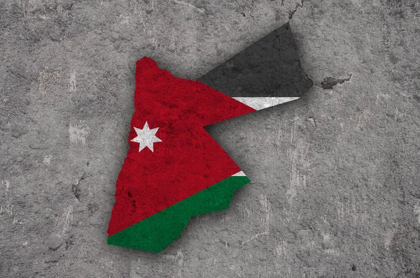 Kaart Vlag Van Jordanië Verweerd Beton — Stockfoto