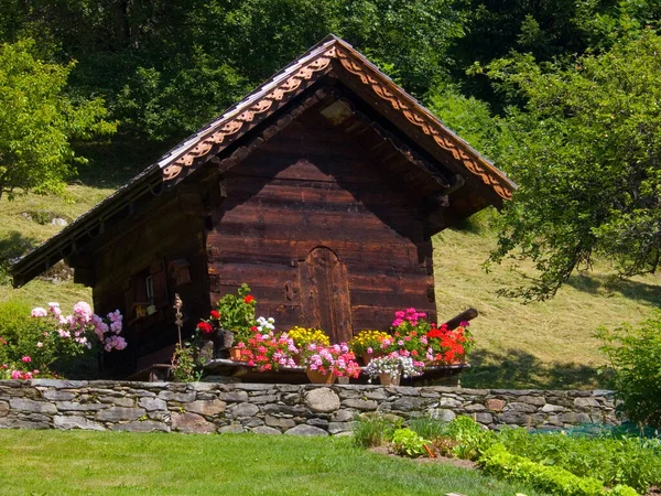 Krásný Dřevěný Dům Vesnici — Stock fotografie