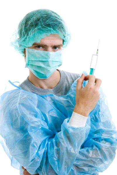 Doctor Mask Syringe — Stock Photo, Image