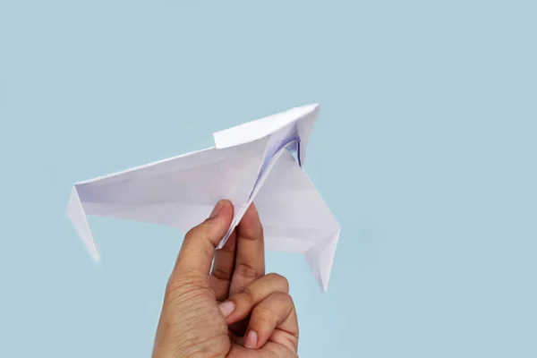 Paper Airplane Origami Plane Blue Background — Stock Photo, Image