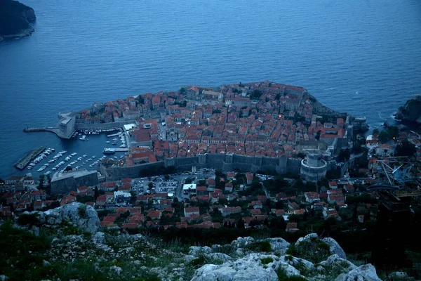 Dubrovnik Croatia Popular Travel Destination Adriatic Sea Night Scene — Stock Photo, Image
