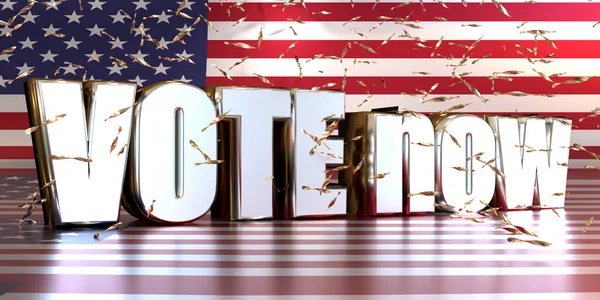 Срібне Слово Голосуй Американському Прапорі Блискучим Конфетті Концепція Американських Президентських — стокове фото