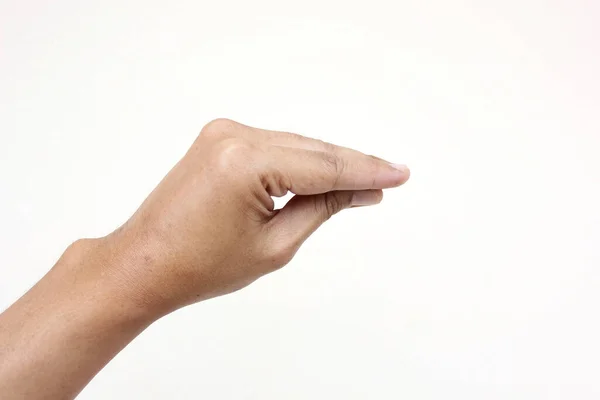 Ręka Trzyma Pusty Znak Izolowany Białym Tle — Zdjęcie stockowe