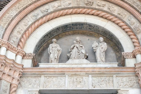 Madonna Child Saints Lunette San Petronio Basilica Jacopo Della Quercia — Foto de Stock