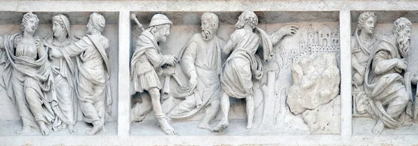 Jesus Acompanha Caminho Dos Discípulos Por Zaccaria Volterra Porta Basílica — Fotografia de Stock