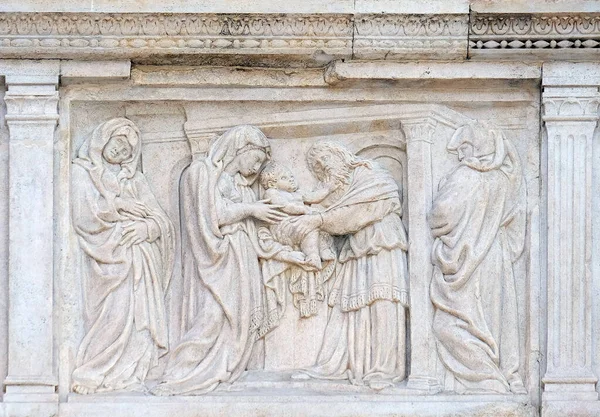 Apresentação Porta Central Templo Basílica San Petronio Bolonha Itália — Fotografia de Stock