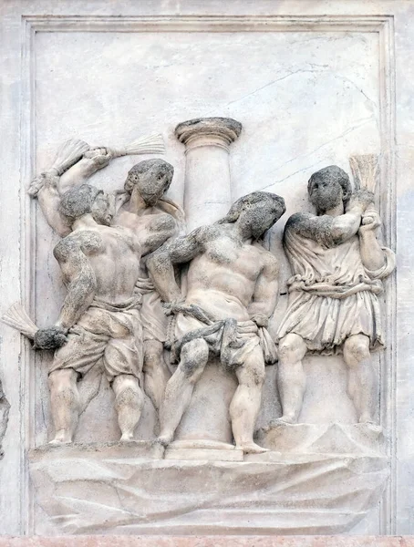 Flagellation Christ Par Giacomo Scilla Porte Droite Basilique San Petronio — Photo