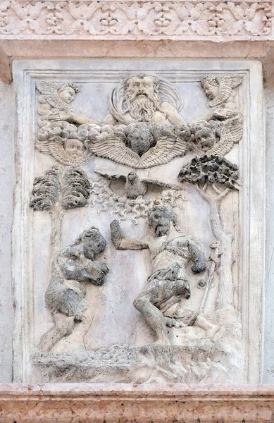 Křest Krista Lazzara Casaria Pravé Dveře Baziliky San Petronio Boloni — Stock fotografie
