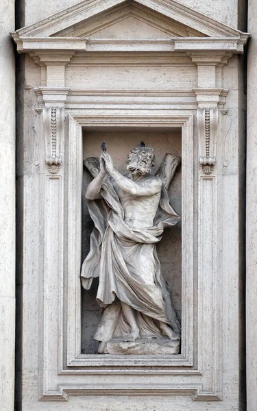 Statua Sant Andrea Apostolo Sul Portale Della Chiesa Sant Andrea — Foto Stock
