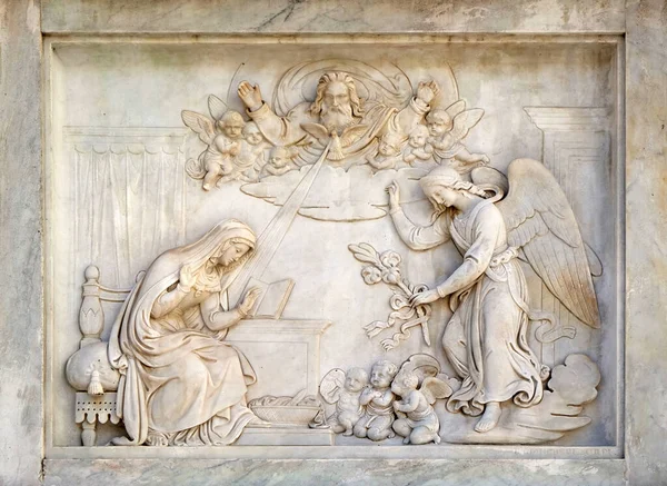 Annunciation Virgin Mary Column Smaculate Conception Piazza Mignanelli Rome Olaszország — Stock Fotó