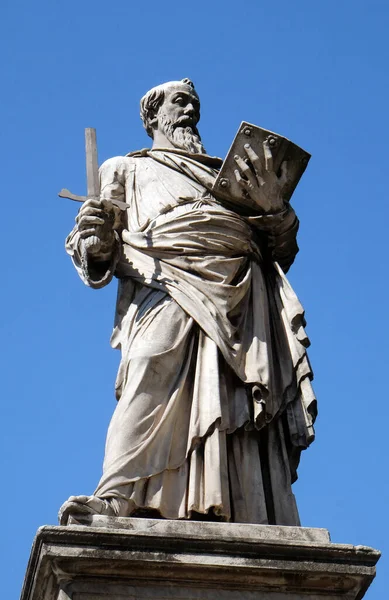 Άγαλμα Του Αποστόλου Παύλου Στο Ponte Sant Angelo Στη Ρώμη — Φωτογραφία Αρχείου
