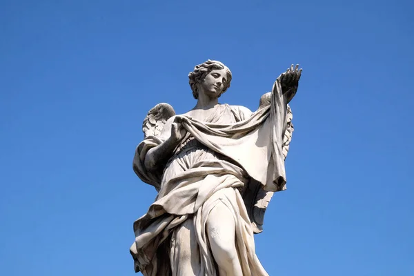 Statue Angel Sudarium Veronica Veil Cosimo Fancelli Ponte Sant Angelo — Stock Photo, Image