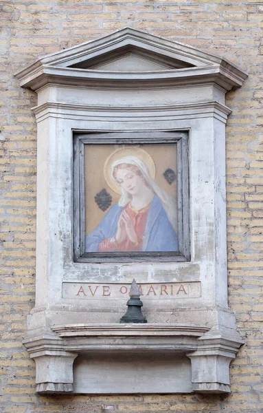 Immagine Della Vergine Maria Sulla Facciata Palazzo Roma — Foto Stock