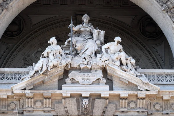 Lady Justice Statue on Palace of Justice(Palazzo di Giustizia), seat of the Supreme Court of Cassation, Rome, Italy