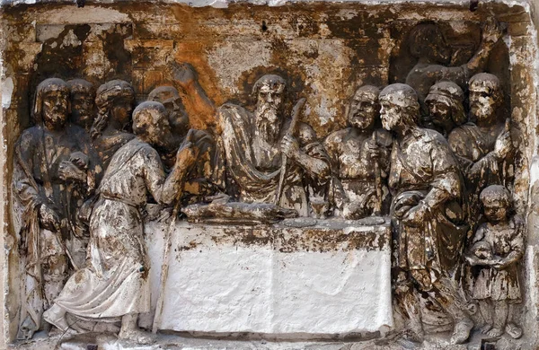 Basse Relief Dans Basilique Saint Sylvestre Premier San Silvestro Capite — Photo