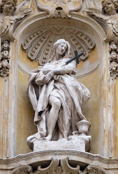 Pomnik Marii Magdaleny Fasadzie Kościoła Santa Maria Maddalena Rzymie Włochy — Zdjęcie stockowe