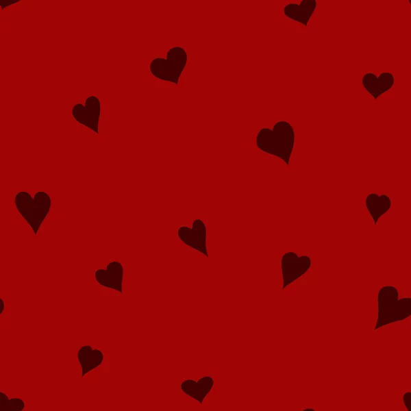 Chaotic Red Doodle Hearts Seamless Pattern Valentine Day — Stock Photo, Image