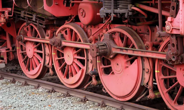 Detalhes Uma Locomotiva Vapor Uma Época Que Carvão Ainda Era — Fotografia de Stock