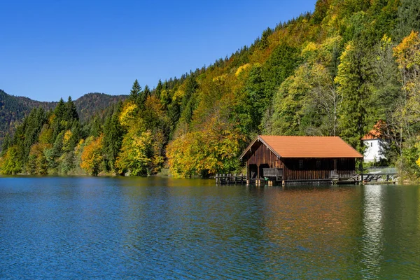 Boathouse Walchensee Outono — Fotografia de Stock